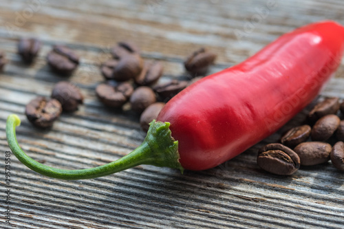 red chili with coffee beans