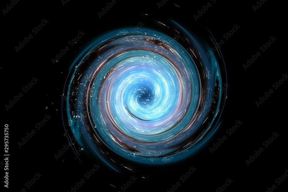 Blue and white far galaxy isolated on black background.