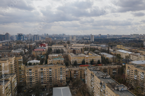 Kiev in Urkaine Drone photo of City center and sleeping areas