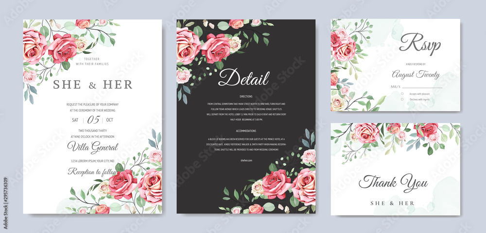 beautiful wedding card floral and leaves template beautiful wedding card floral and leaves template