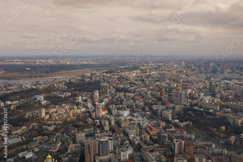 Kiev in Urkaine Drone photo of City center and sleeping areas