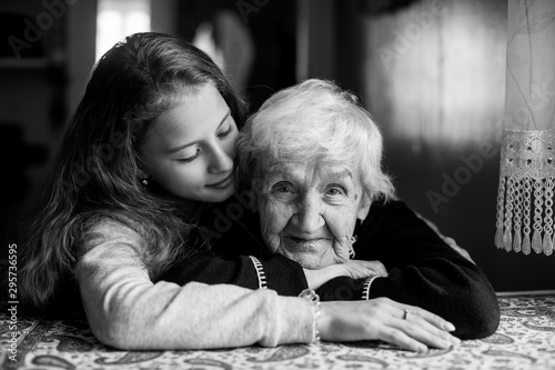 Elderly grandmother with he...