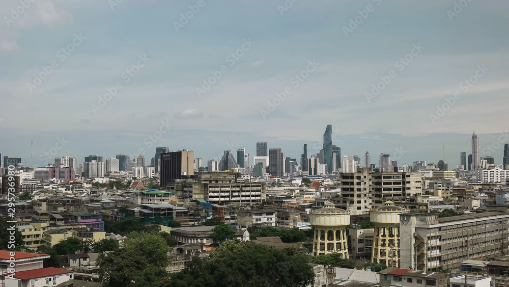 bangkok city and a distant mahanakhon tower