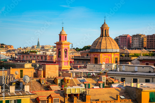 Panoramic view of Genoa in a beautiful summer day, Liguria, Italy