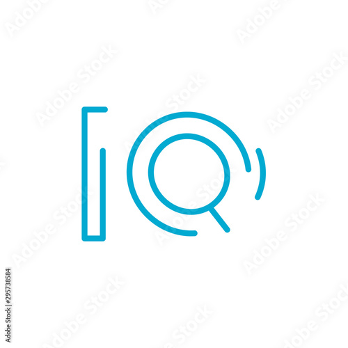 IQ Blue Letter Design. Vector typography. hope poster or card. Blue graphic element for typography style, minimalistic letter design. Editable stroke. Stock vector illustration isolated on white