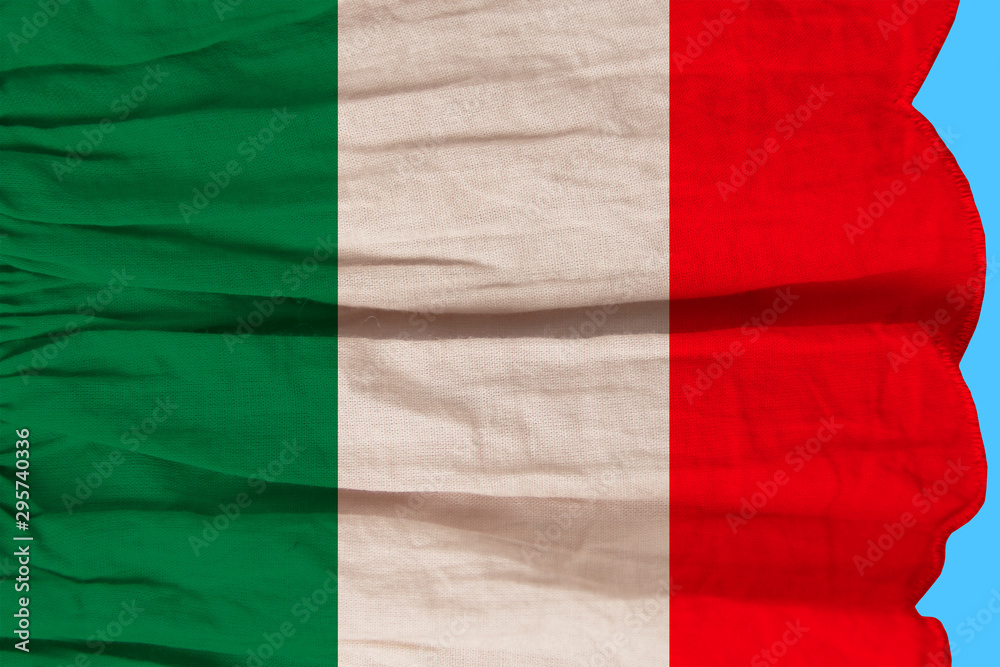 beautiful colored national flag of state of italy, concept of tourism, economy and politics, closeup