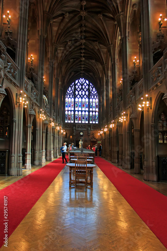 the third floor Hall of John Rylands Library, Manchester, England.