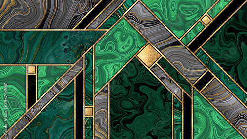 Quadro su tela abstract art deco background, modern mosaic inlay creative texture, malachite ma