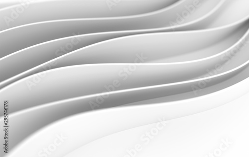 Abstract white waves 3d rendering. Modern minimal design