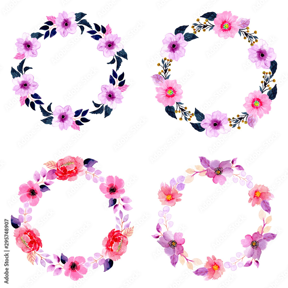 watercolor floral wreath collection