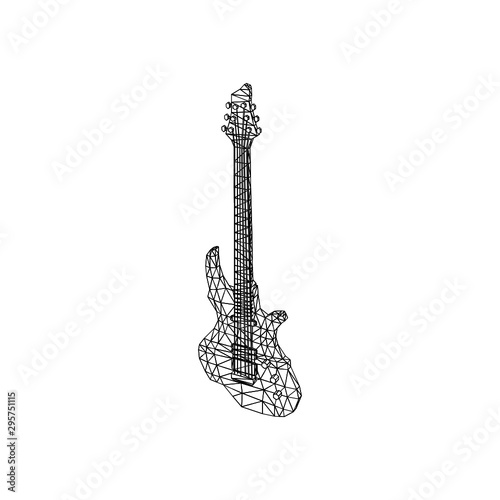 Metal Guitar Low Poly Line art isolated