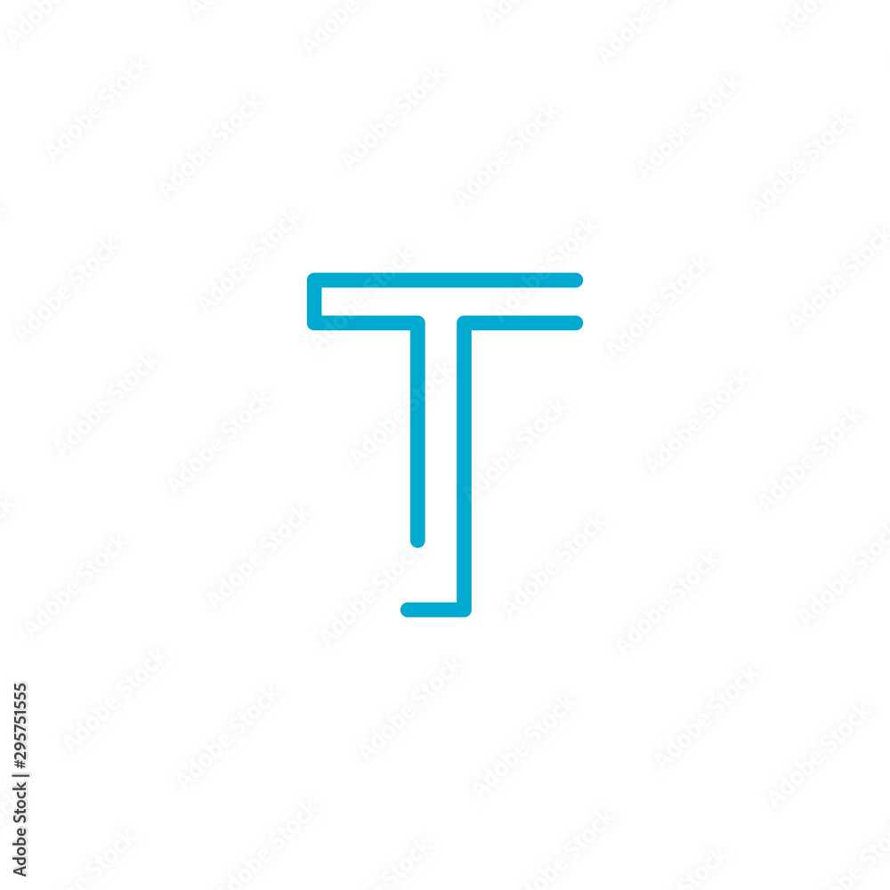 Linear geometric outline alphabet Letter T, Simple Logo Design, Blue graphic element for typography style, minimalistic letter design. Editable stroke. Stock vector illustration Linear geometric outline alphabet Letter T, Simple Logo Design, Blue graphic element for typography style, minimalistic letter design. Editable stroke. Stock vector illustration