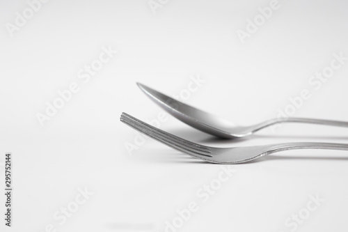 Close up of Cutlery on a white background