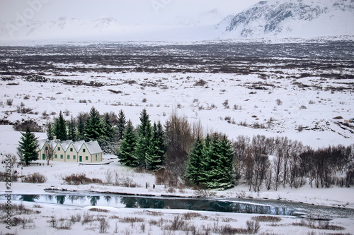 Church in a frozen lake in Iceland