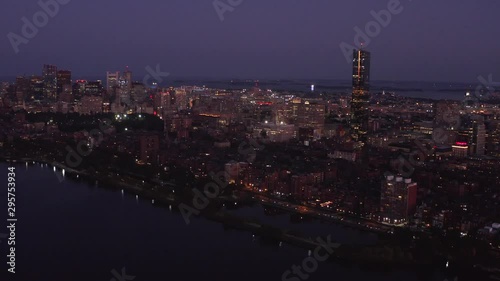 Wallpaper Mural Aerial of Boston in evening, cityscape on sunset, the capital of Massachusetts, travel around US, a river through a city Torontodigital.ca