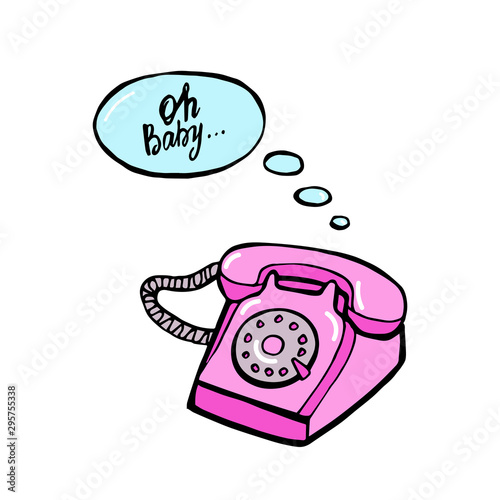 Painted old phone isolated on white background