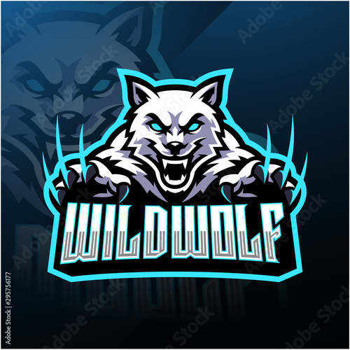 Wild wolf esport mascot logo design