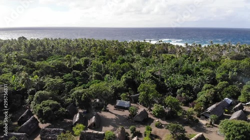 aerial view of a remote village on a tropical island in vanuatu in the south pacific