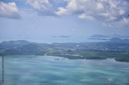 Phuket Thailand aerial drone bird's eye view photo of tropical sea, Indian Ocean, coast with Beautiful island south of Bangkok in the  Andaman Sea, near the Strait of Malacca. Asia.  © Jeremy