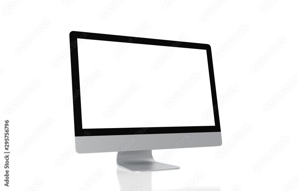 Computer display with blank screen isolated on white background, clipping path, 3d illustration Computer display with blank screen isolated on white background, clipping path, 3d illustration