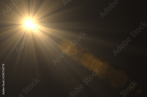 Lens flare light on back background.