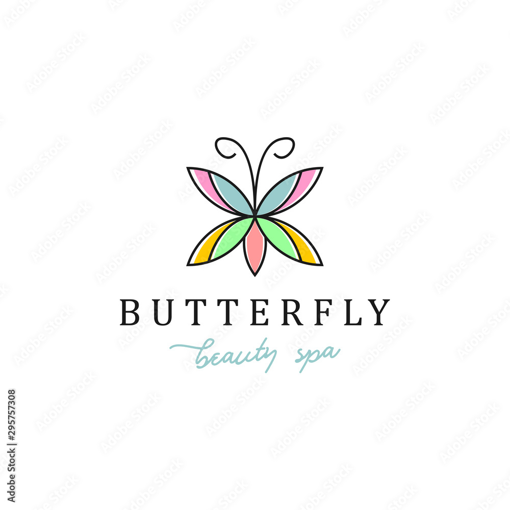 Simple modern design butterfly logo for fashion and beauty spa and massage wellness Simple modern design butterfly logo for fashion and beauty spa and massage wellness