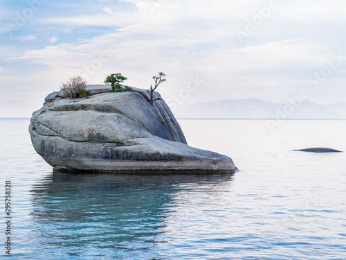 Bonsai Rock Lake Tahoe Nevada, near Reno, is a popular tourist destination located just south of Sand harbor.