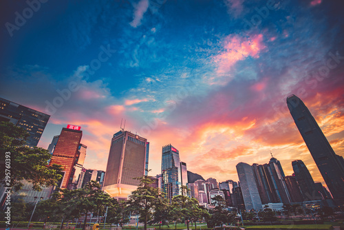 Hong Kong City Landscape in Sunset