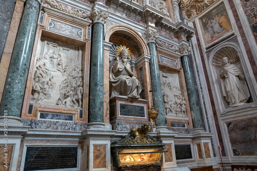 Panoramic view of interior of Basilica di Santa Maria Maggiore