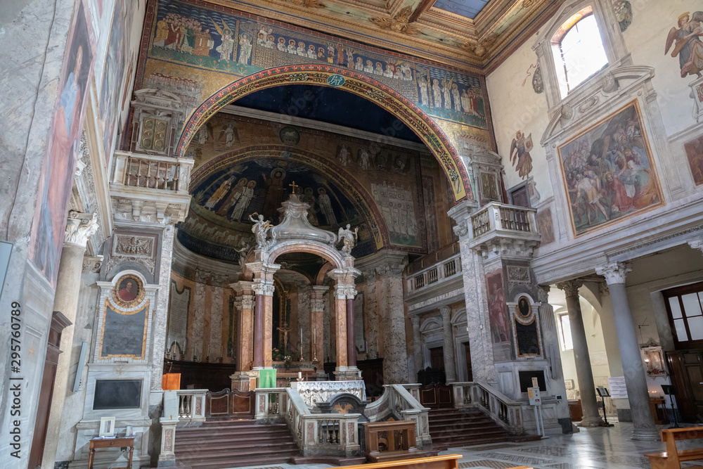 Panoramic view of interior of the The Basilica of Saint Praxedes Panoramic view of interior of the The Basilica of Saint Praxedes