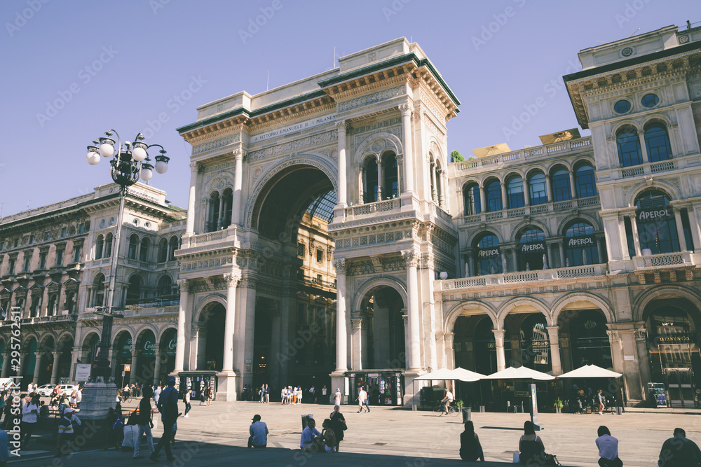 Panoramic view of exterior of Galleria Vittorio Emanuele II