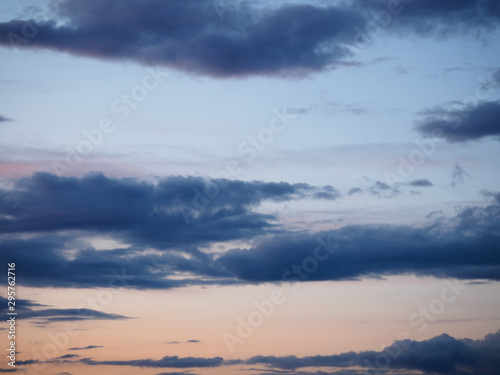 Dark gray clouds on a blue sky background