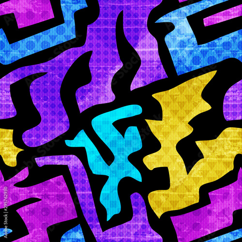 grunge colored graffiti seamless pattern