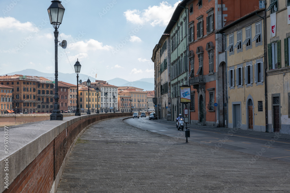 Panoramic view on historic center of Pisa city