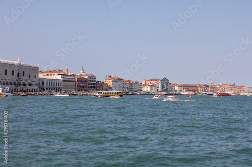 Panoramic view of Venice coast with historical buildings and Laguna Veneta