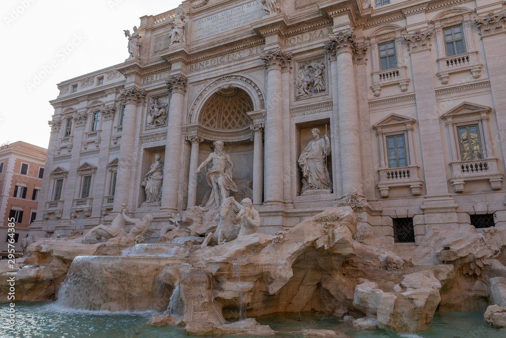 Panoramic view of Trevi Fountain in the Trevi district in Rome