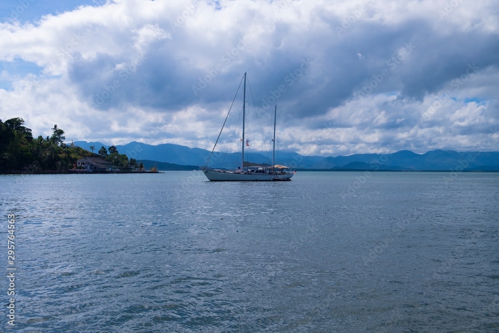 yacht over the sea before heavy raining yacht over the sea before heavy raining