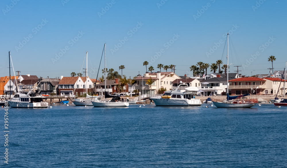 Balboa Island waterfront in Newport Beach California