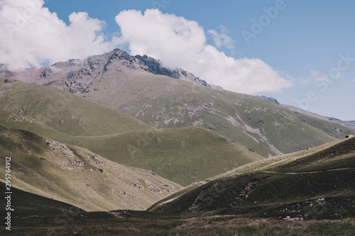 Closeup view of mountains scenes in national park Dombay, Caucasus