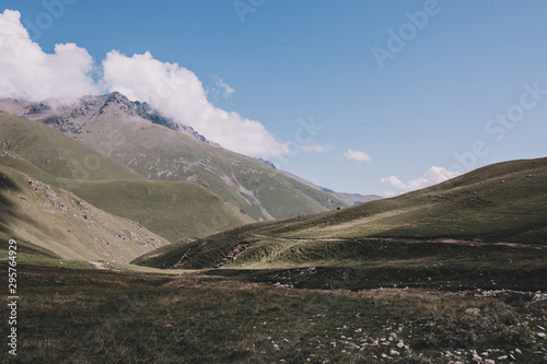 Close up view mountains scenes in national park Dombai, Caucasus