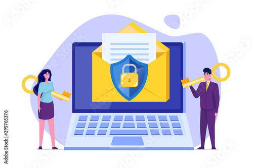 Protecting computer data, Email encryption concept. Vector illustration.