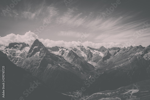 Closeup view mountains scenes in national park Dombai  Caucasus  Russia