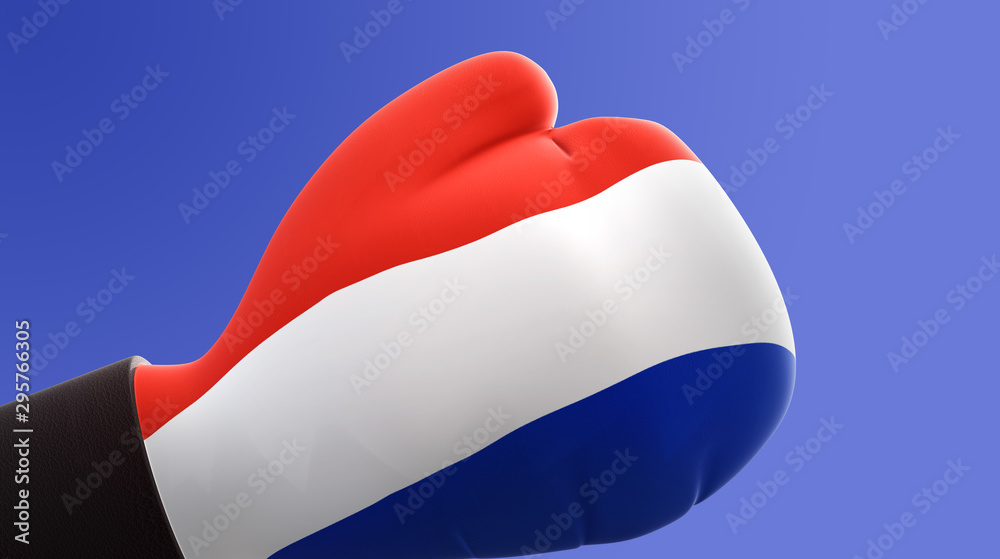 3D illustration of boxing gloves with Netherlands flags. 3D illustration of boxing gloves with Netherlands flags.