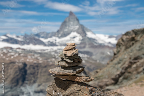 View balance stones, far away Matterhorn mountain © TravelFlow