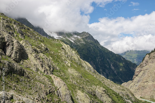 Closeup mountains scenes, walk to Trift Bridge in national park Switzerland © TravelFlow