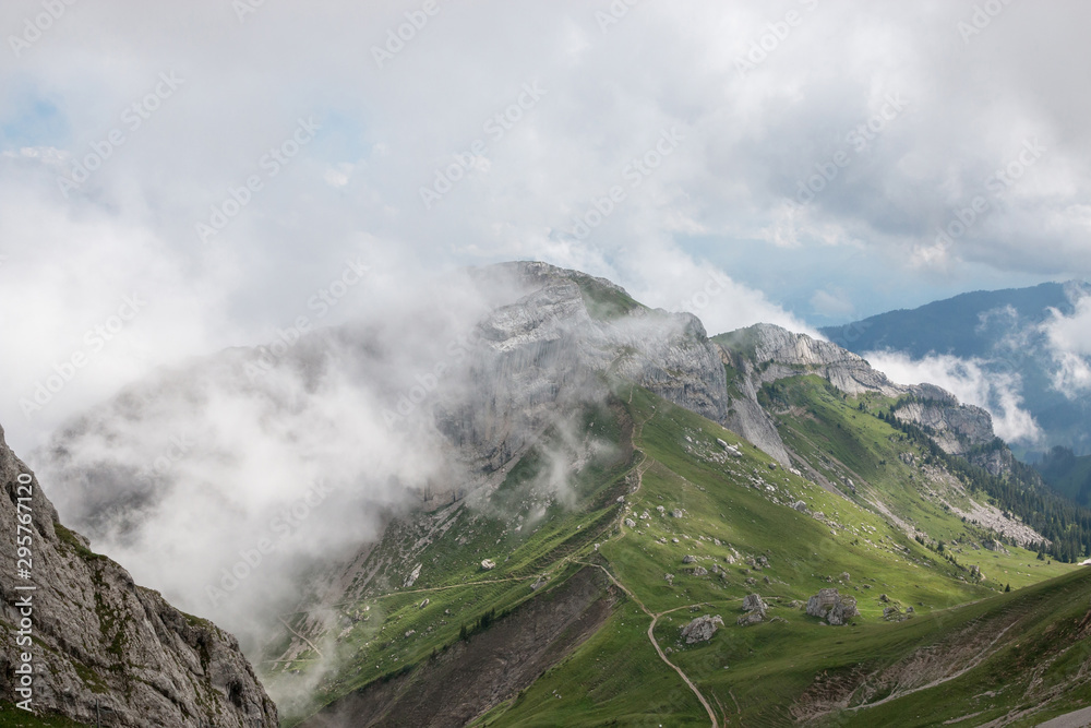 Panorama view of mountains scene from top Pilatus Kulm in Lucerne
