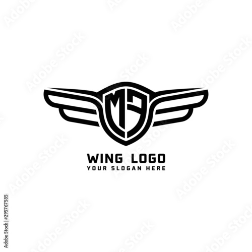 MF initial logo wings  abstract letters in the middle of black