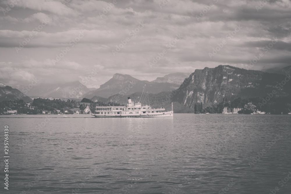 Panorama of Lucerne lake and mountains scene in Lucerne, Switzerland Panorama of Lucerne lake and mountains scene in Lucerne, Switzerland