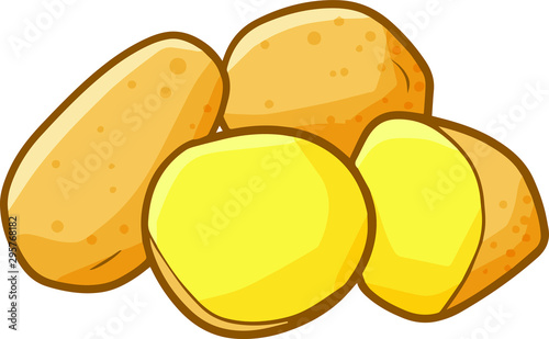 Funny and cute group of potatos for your kitchen stock