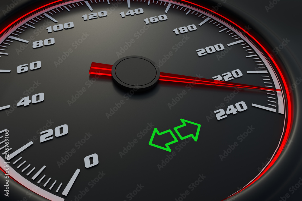 Green turn signal lights on car dashboard Green turn signal lights on car dashboard